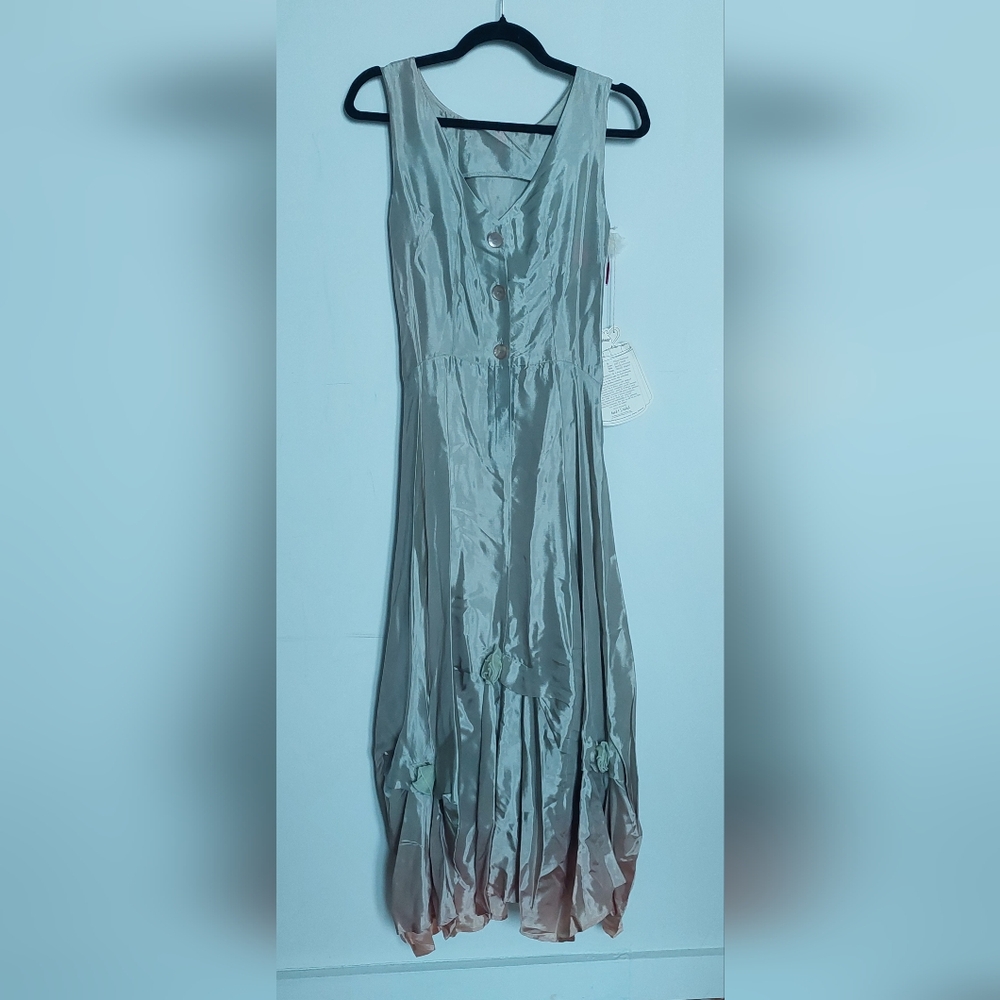 Tea & Scones Fairycore Light Green With Pink Ombre Sleeveless Dress Size X-sm/sm